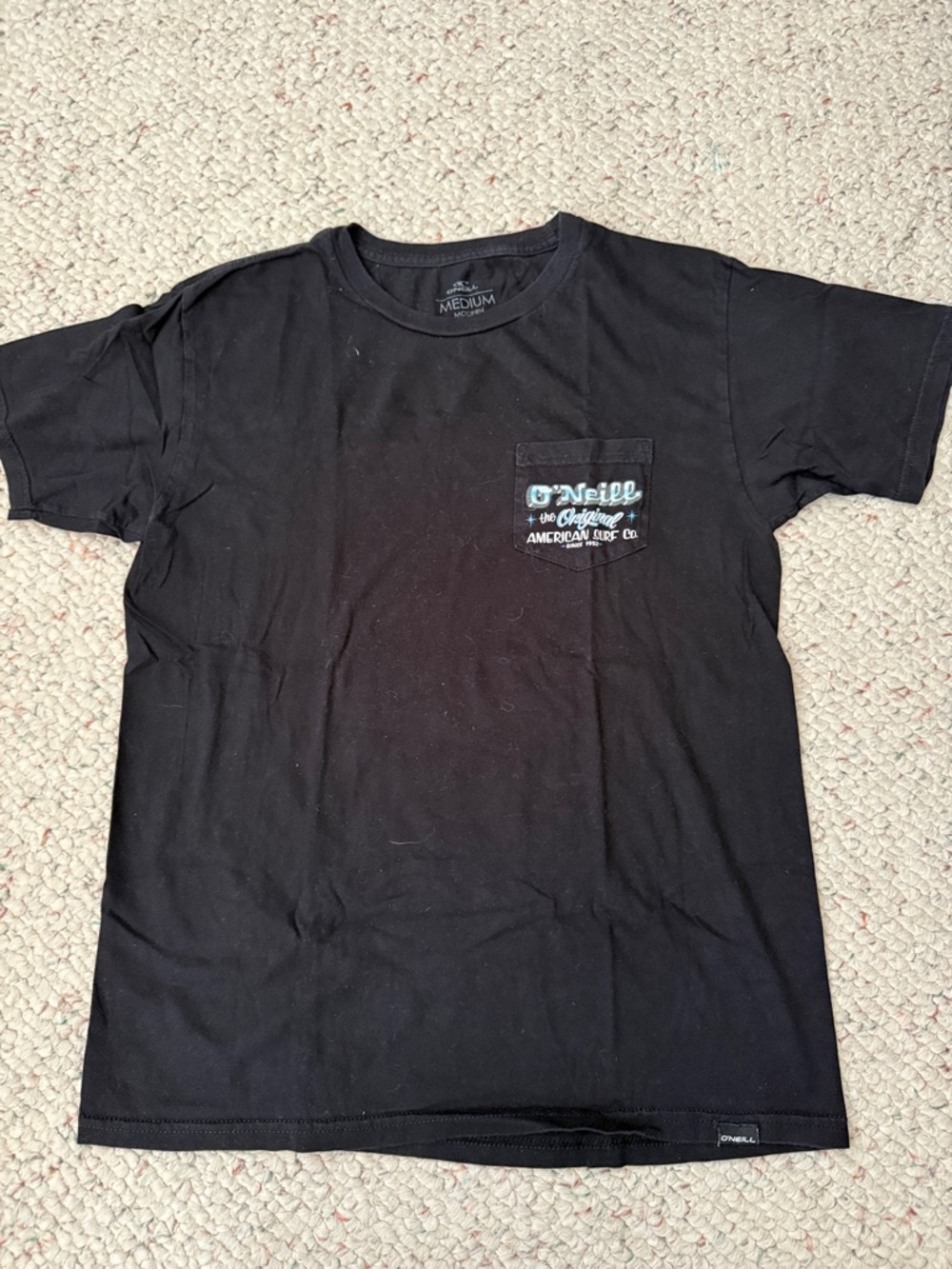 O'Neill Black Short-Sleeve Pocket Tee with Light Blue Logo